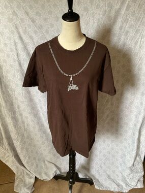 Primitive Brown Short Sleeve Tee with Silver Necklace Graphic